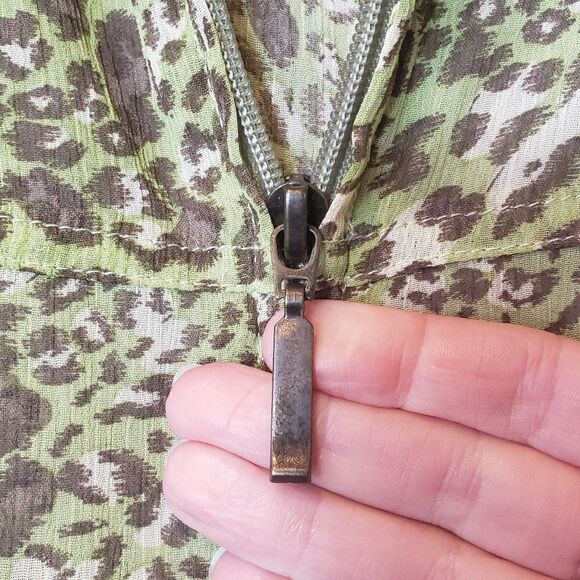 KENETH TOO! Sheer Zip Front Animal Print Jacket - Picture 8 of 9